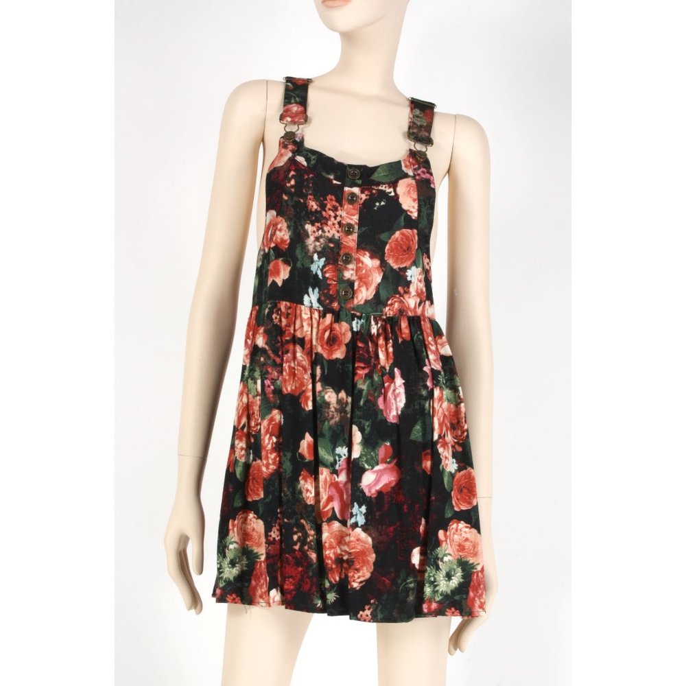 S Vintage Y2k Floral Pinafore Suspender Mini Dress Deadstock - Picture 2 of 7
